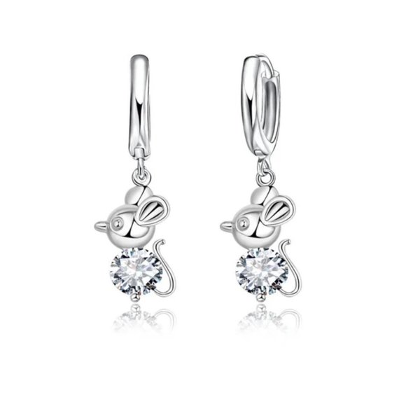 💎 NEW 💎 Little Mouse 925 Sterling Silver Earrings And Necklace Set Bundle - Picture 6 of 7